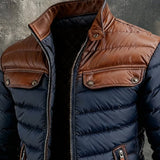 Bonifacio - Chaqueta de cuero acolchada azul marino