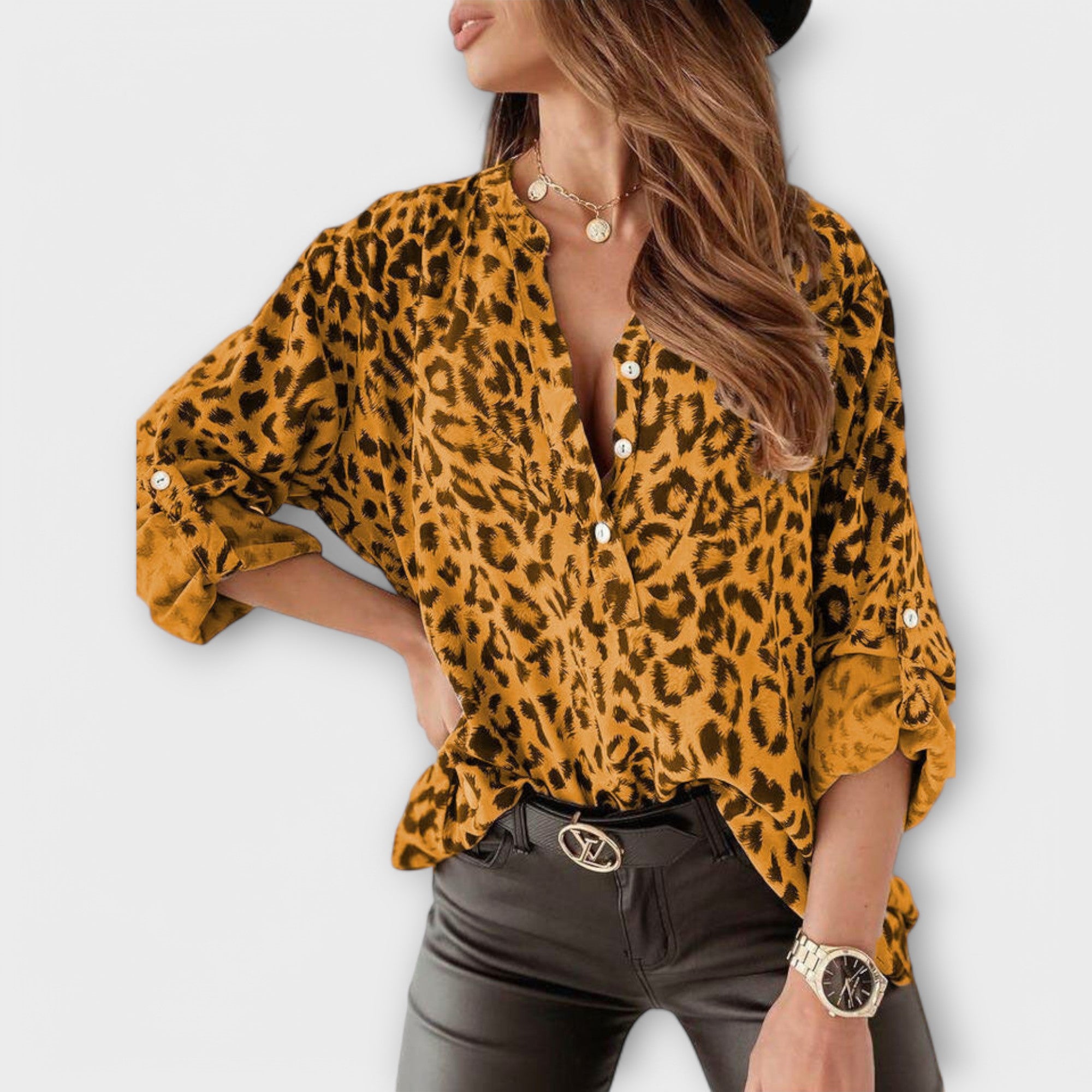 Patricia | Blusa de moda con estampado de leopardo