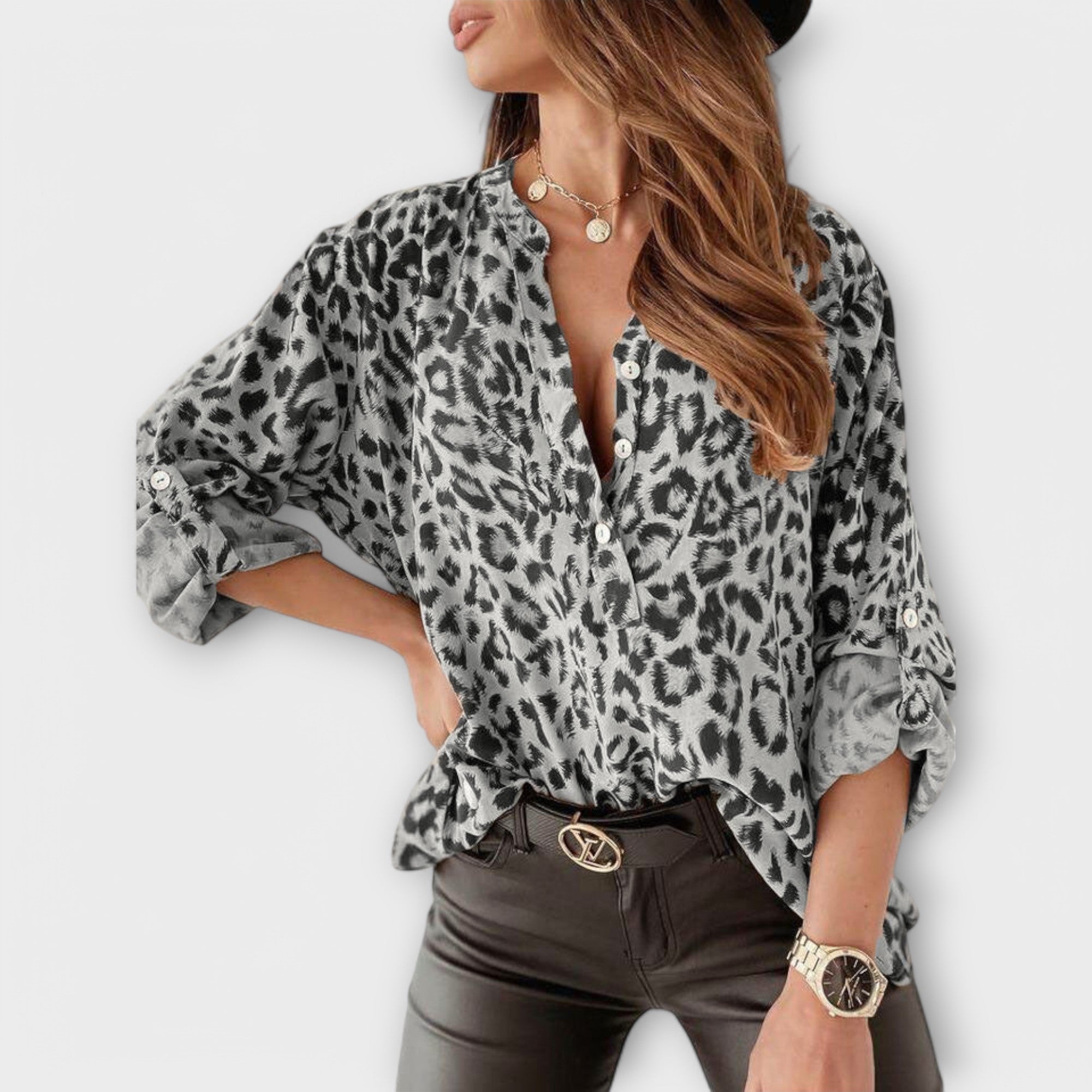 Patricia | Blusa de moda con estampado de leopardo