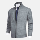 Álvaro | Cárdigan con Cuello Alto y Detalles de Ribete