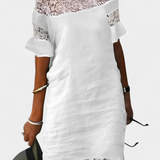 Inés | Vestido Casual Lino con Ajuste y Cuello Barco