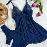 María - Babydoll Encaje Blanco Sensual Femenino