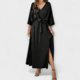 Penélope | Vestido de gala amplio con escote en pico