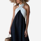 Maria | Vestido elegante con espalda abierta y caderas cruzadas de moda