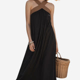 Maria | Vestido elegante con espalda abierta y caderas cruzadas de moda