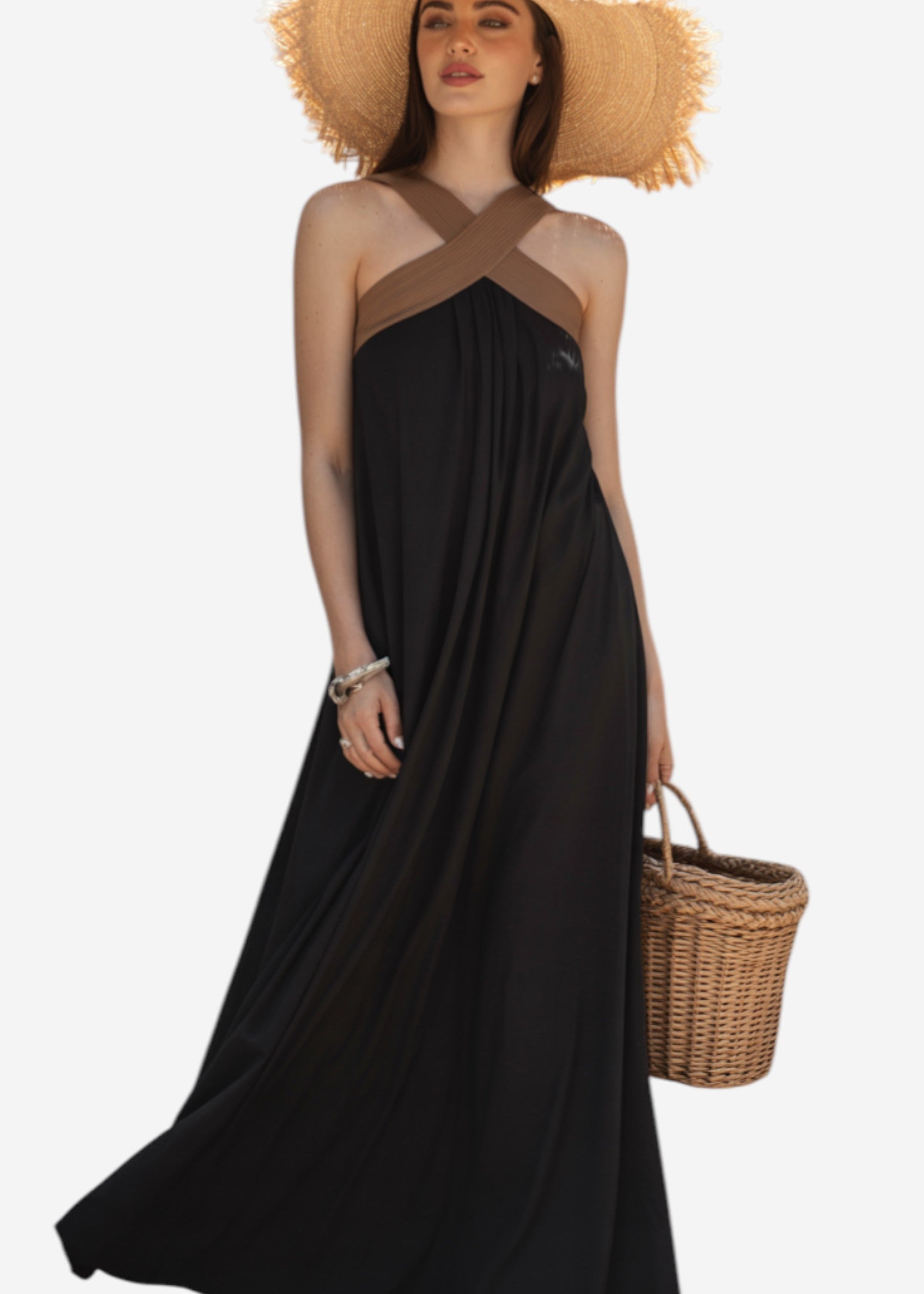 Maria | Vestido elegante con espalda abierta y caderas cruzadas de moda