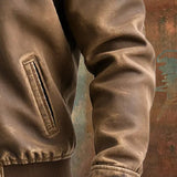 Vicente - Chaqueta clásica de cuero marrón