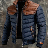 Bonifacio - Chaqueta de cuero acolchada azul marino