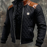 Ramiro - Chaqueta acolchada negra con hombros de cuero