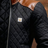 Ramiro - Chaqueta acolchada negra con hombros de cuero