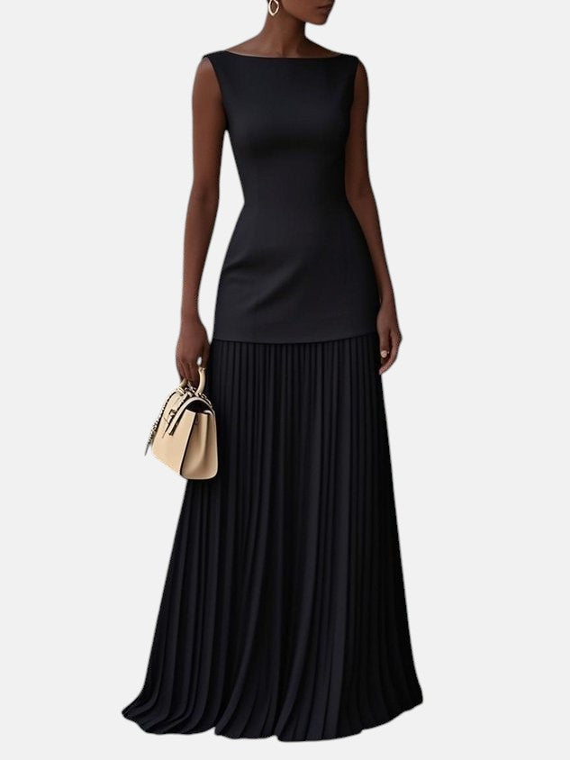 CLAUDIA | VESTIDO ANCHO SIN MANGAS CON PLIEGUES